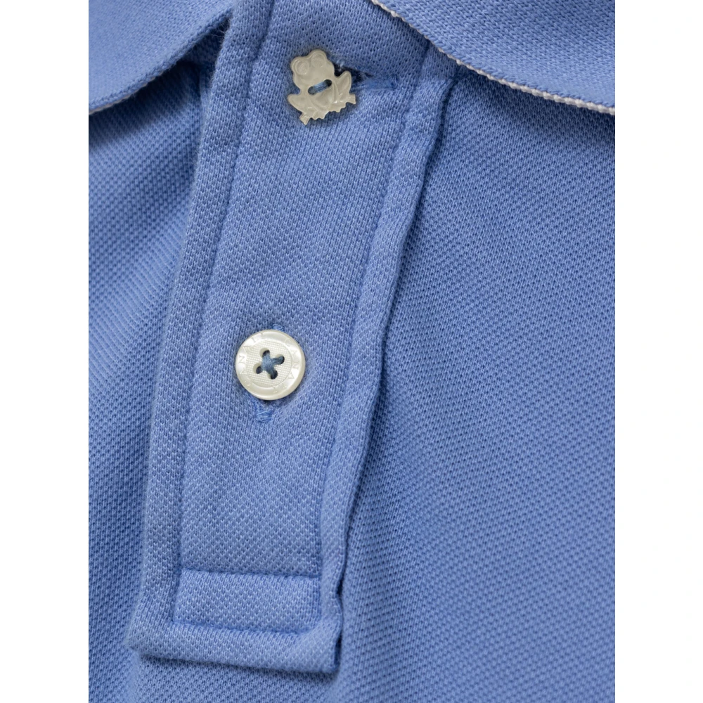 Canali Blauw poloshirt met korte mouwen kikkerknoop Blue Heren