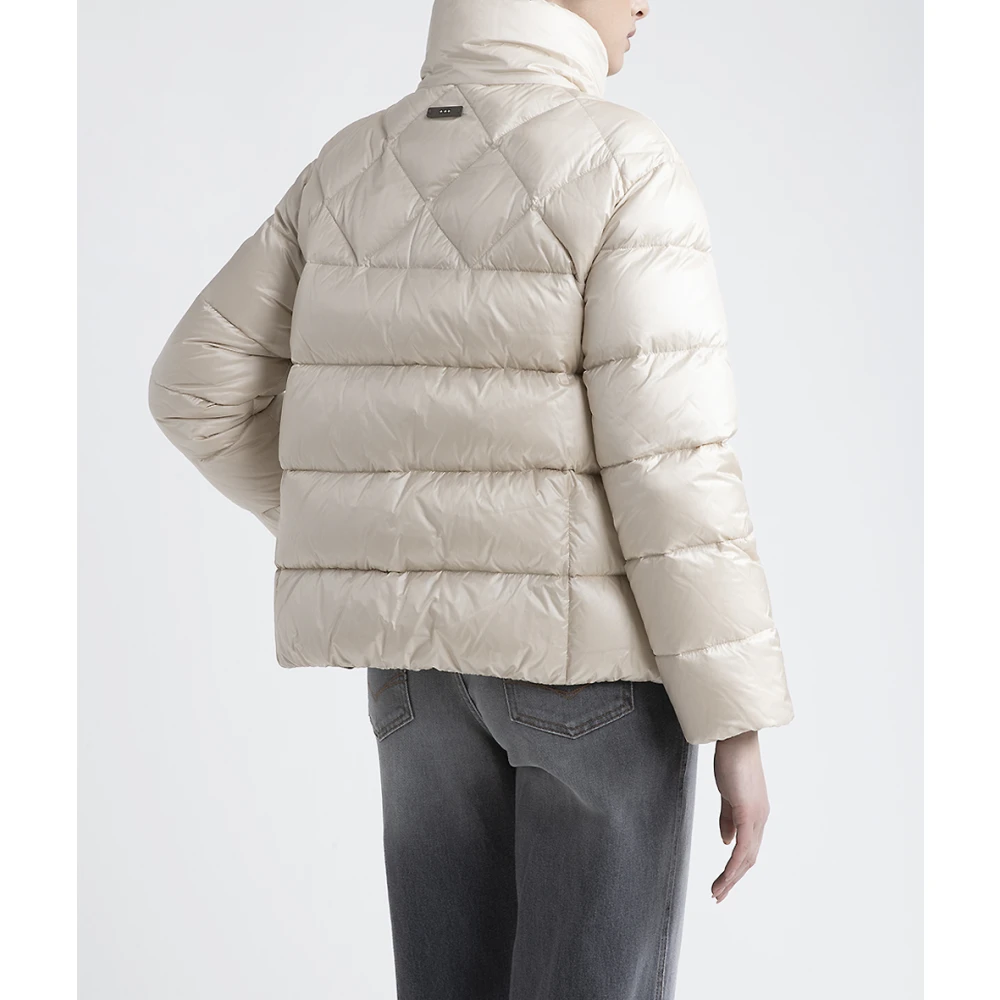 PESERICO Korte ganzendonsjas in ultralichte nylon Beige Dames