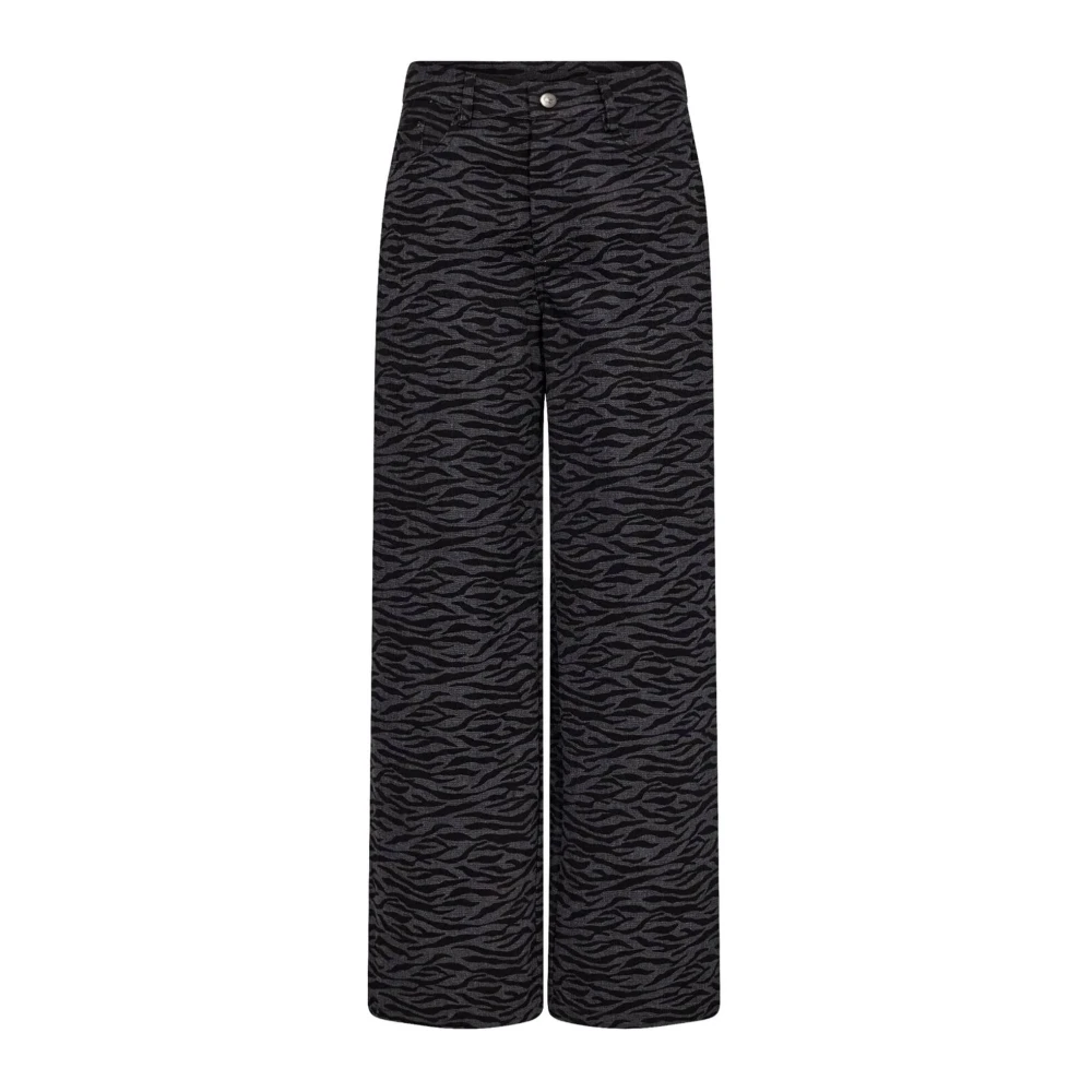 Co'Couture Wijde lange broek in grijze zebraprint Black Dames
