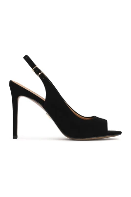 Kazar Svarta pumps med öppen häl och peep toe