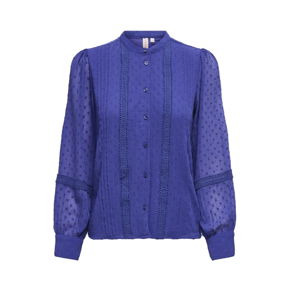 Only Dobby Button Top in Clematis Blue Dames