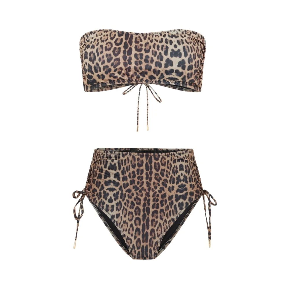 Roberto Cavalli Brown Bikinis, Female, S, Jaguar Print Bikini