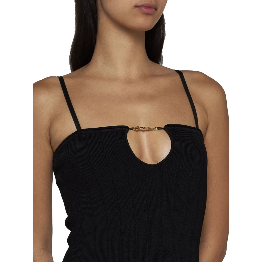 Jacquemus Zwarte Geribbelde Gebreide Jurk Black Dames