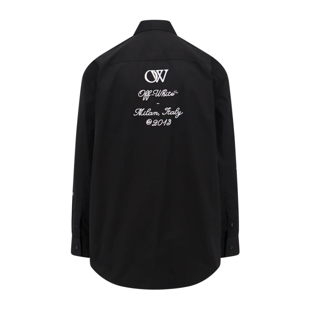 Off White Logo Oversized Katoenen Shirt Black Heren