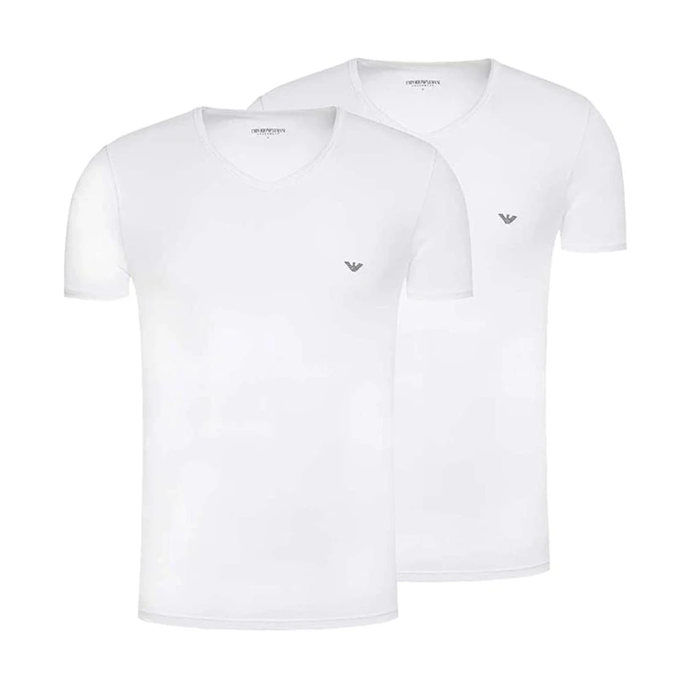 Emporio Armani Men's White Two-Pack Of Stretch Jersey Loungewear V-Neck T-Shirts
