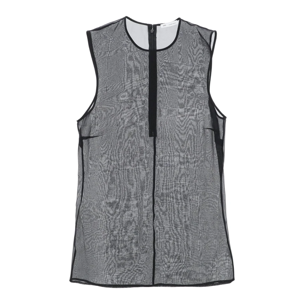 Ami Paris Mouwloos zijden top Black Dames