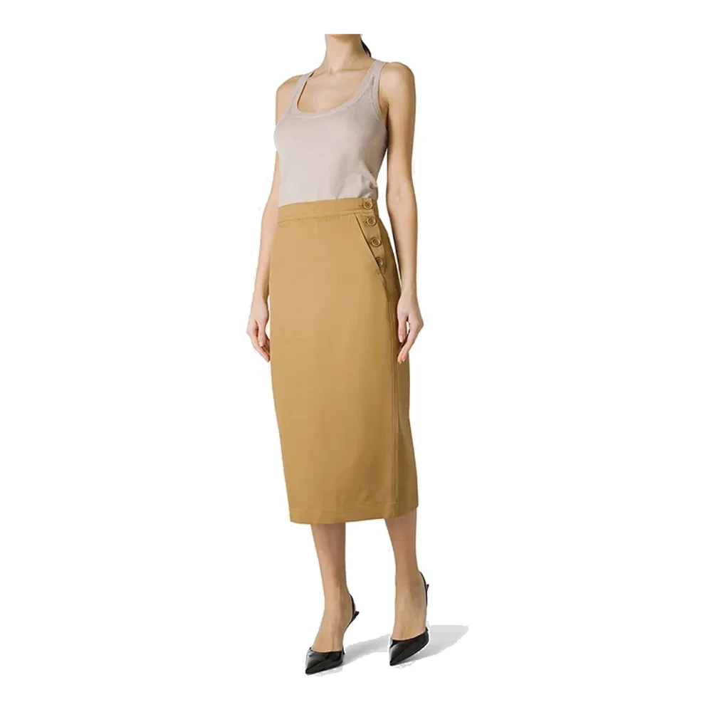 Max Mara Cresta Pencil Rok met Dungarees Design Brown Dames