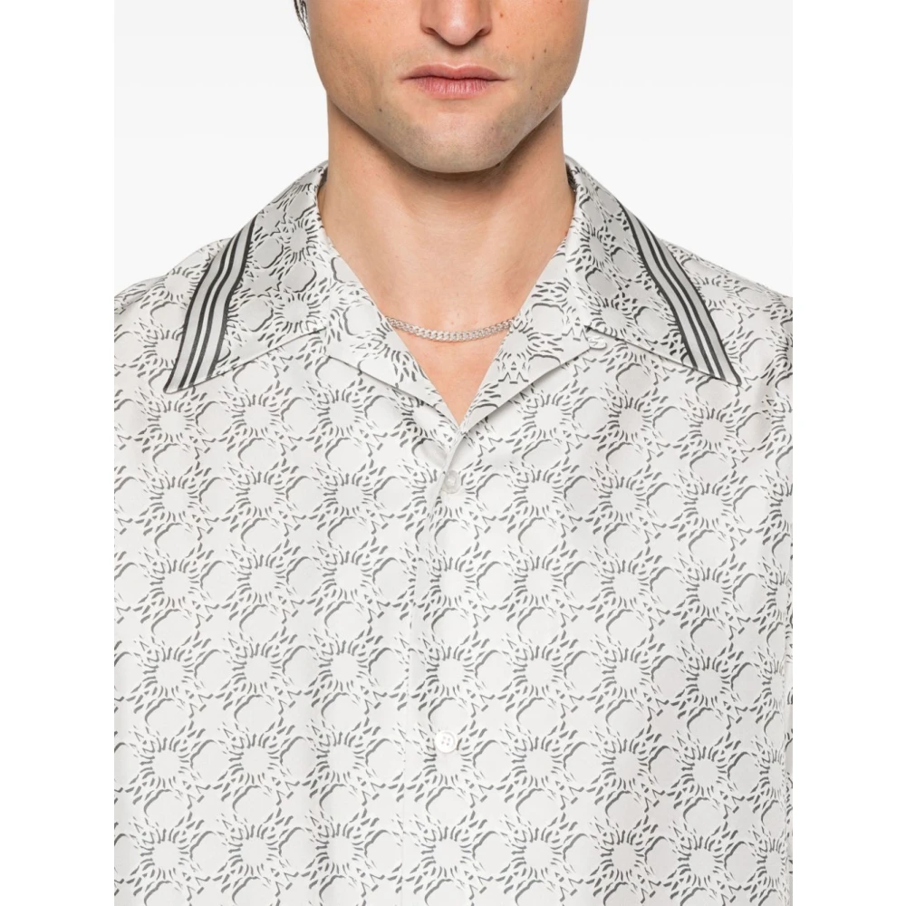 Amiri Lichtgrijze zijden overhemd met monogram Multicolor Heren