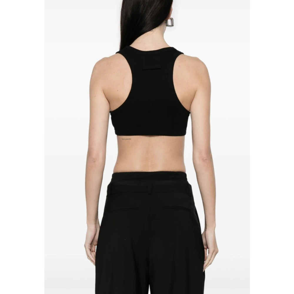 Jean Paul Gaultier Zwarte Crop Tank Top met Overall Clip Black Dames