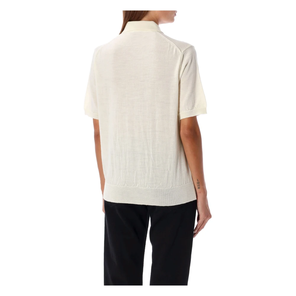 Comme des Garçons Rood Hart Gebreid Poloshirt White Dames
