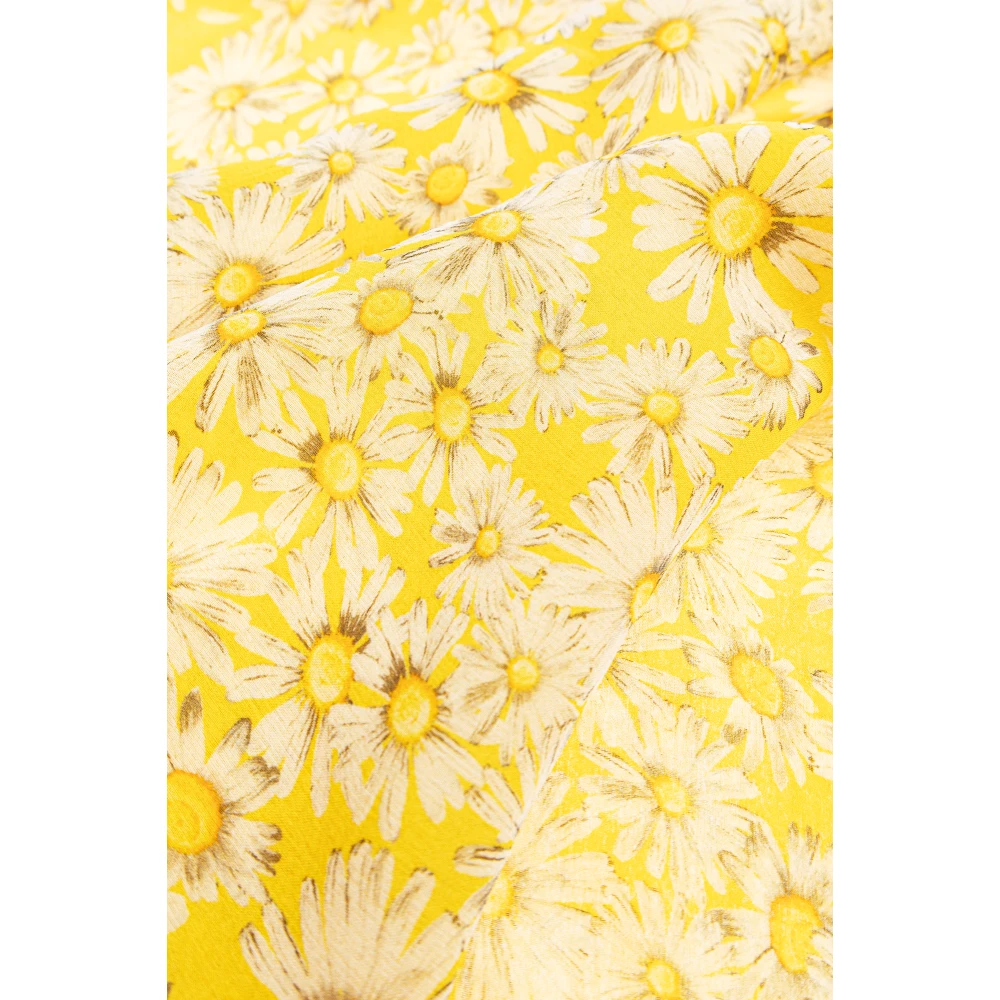 Moschino Zijden sjaal met bloemmotief Yellow Unisex