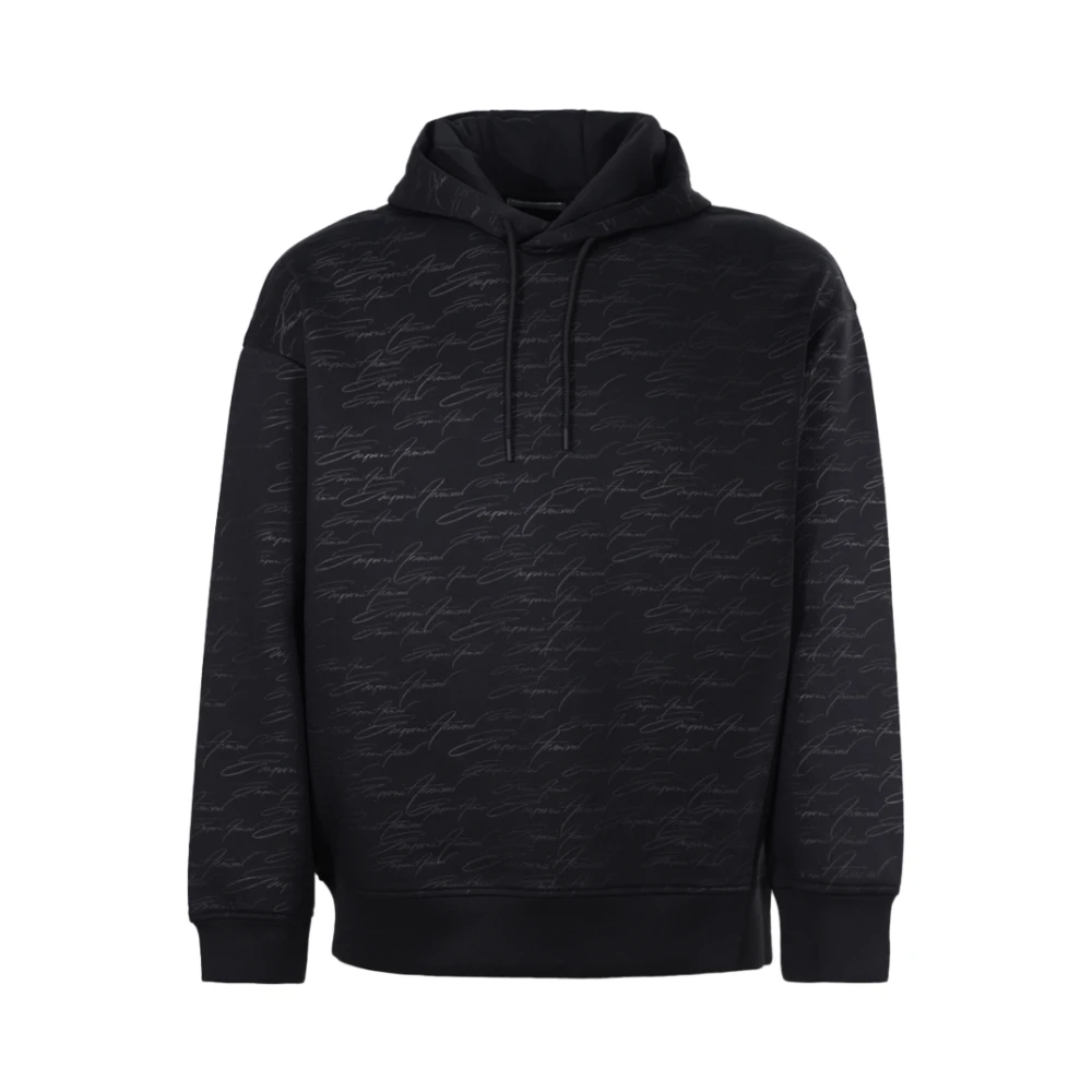 Emporio Armani Zwarte Sweaters met capuchon en trekkoord Black Heren