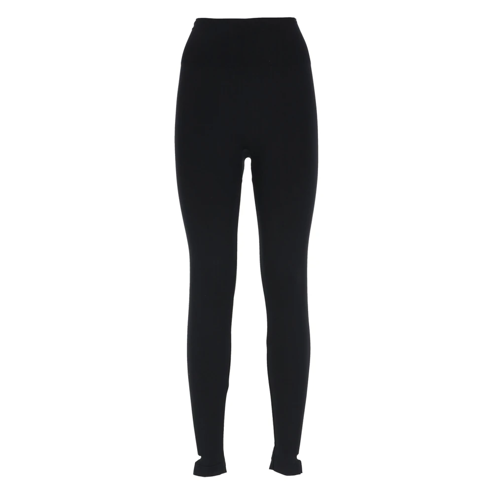 Wolford Zwarte elastische leggings met transparante inzetstukken Black Dames