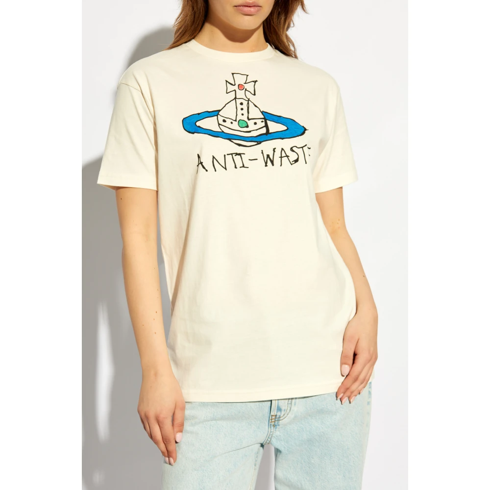 Vivienne Westwood T-shirt met logo Beige Dames
