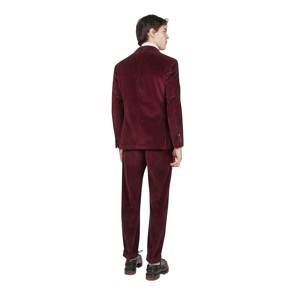 Eleventy Fluweel Katoen Geribbeld Dubbel-Breasted Pak Red Heren