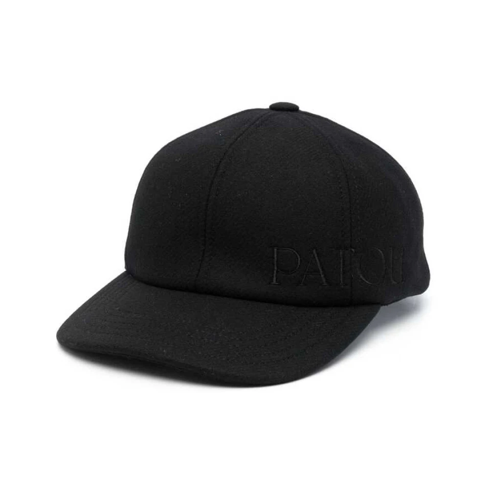 Patou Geborduurde Logo Vilt Cap Black Dames