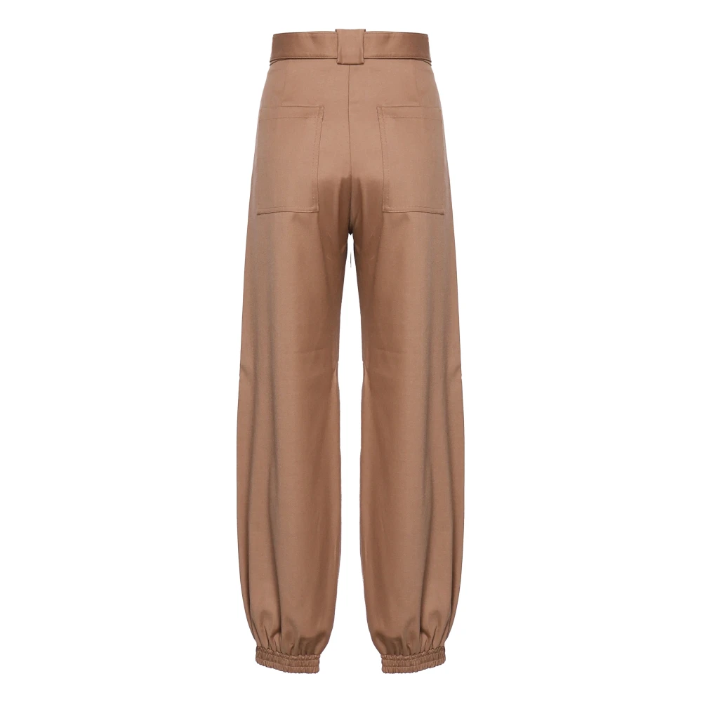 pinko Beige Wolmix Relaxte Broek Beige Dames