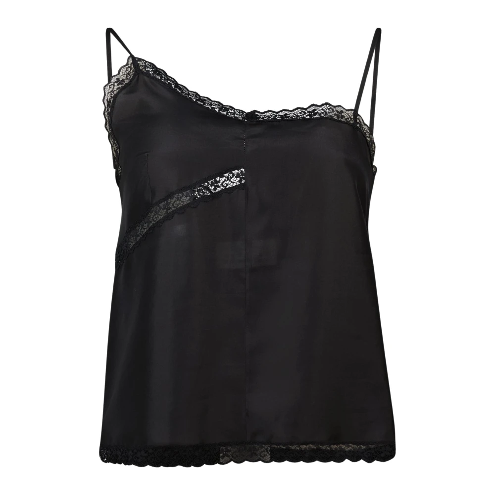 MM6 Maison Margiela Zijden kant top met asymmetrische halslijn Black Dames