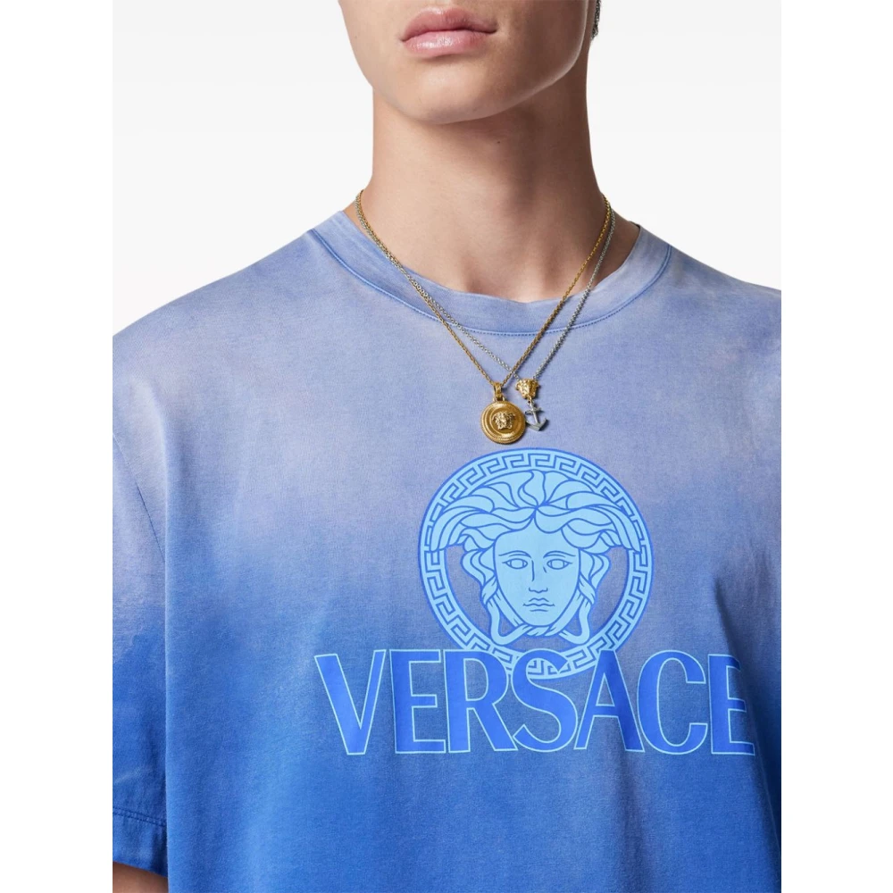 Versace T-Shirts Blue Heren