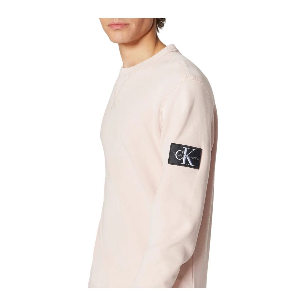 Calvin Klein Roze Badge Crew Neck Sweatshirt Pink Heren