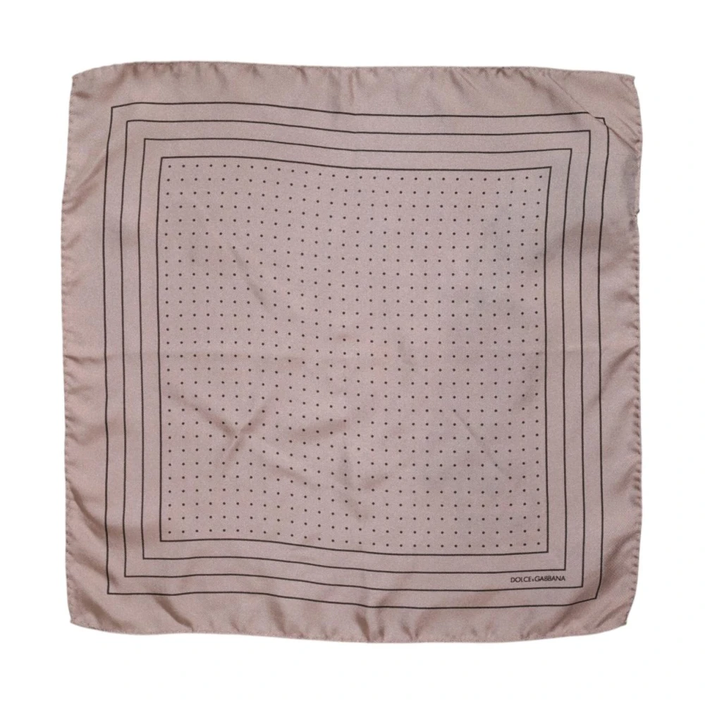 Dolce & Gabbana Men's Beige Silk Scarves, One Size, Silk Dotted Foulard Scarf With Logo