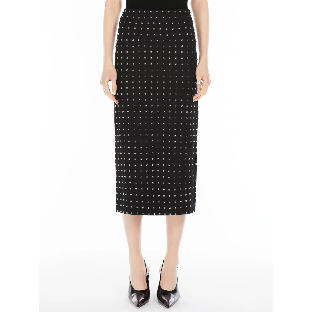 SPORTMAX Zwarte rok met strass en zijsplitten Black Dames