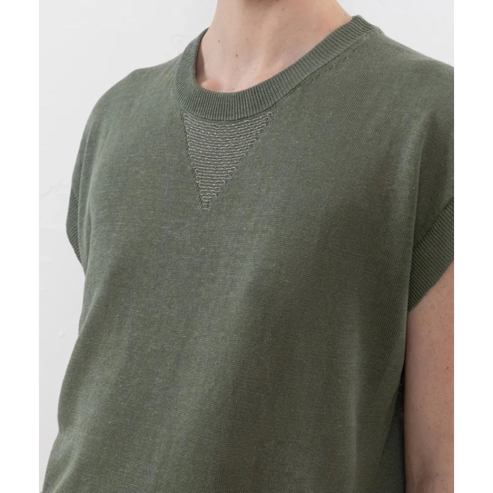 PESERICO Linnen Vest Green Dames