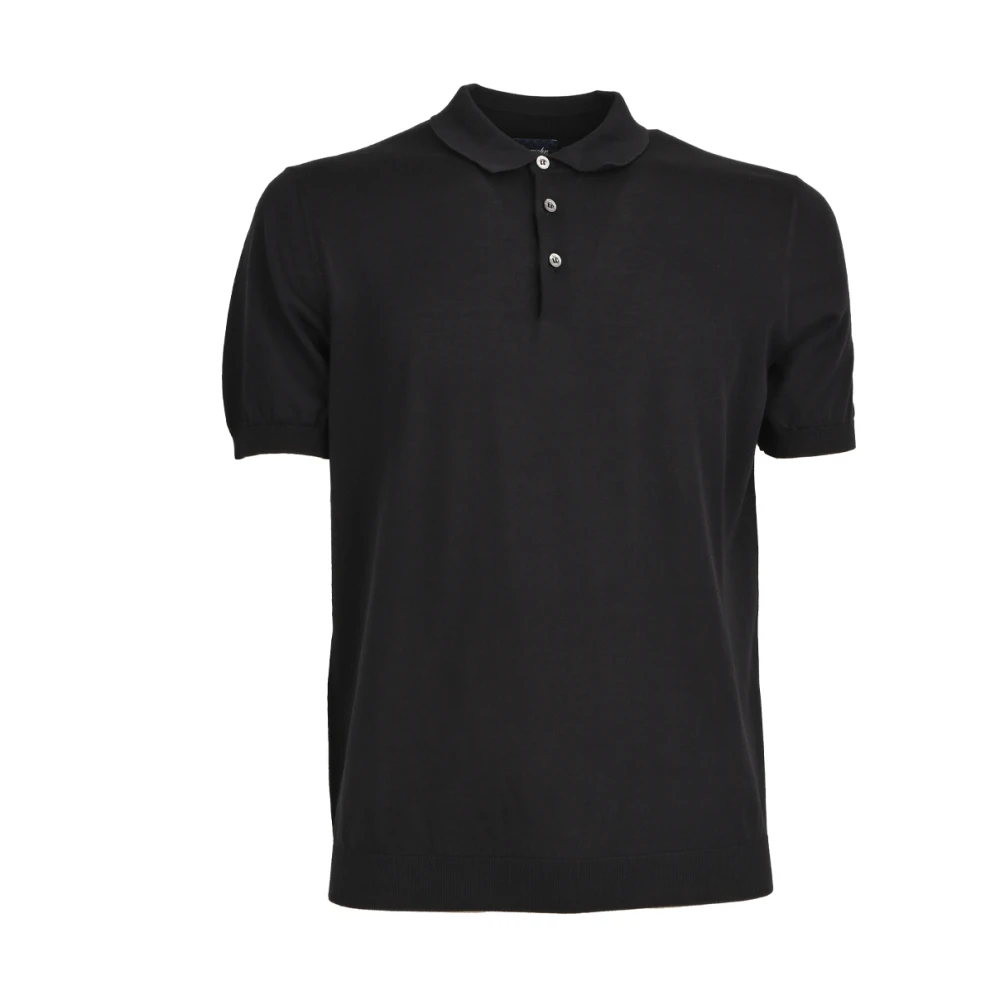 Drumohr Katoenen poloshirt met korte mouwen Black Heren