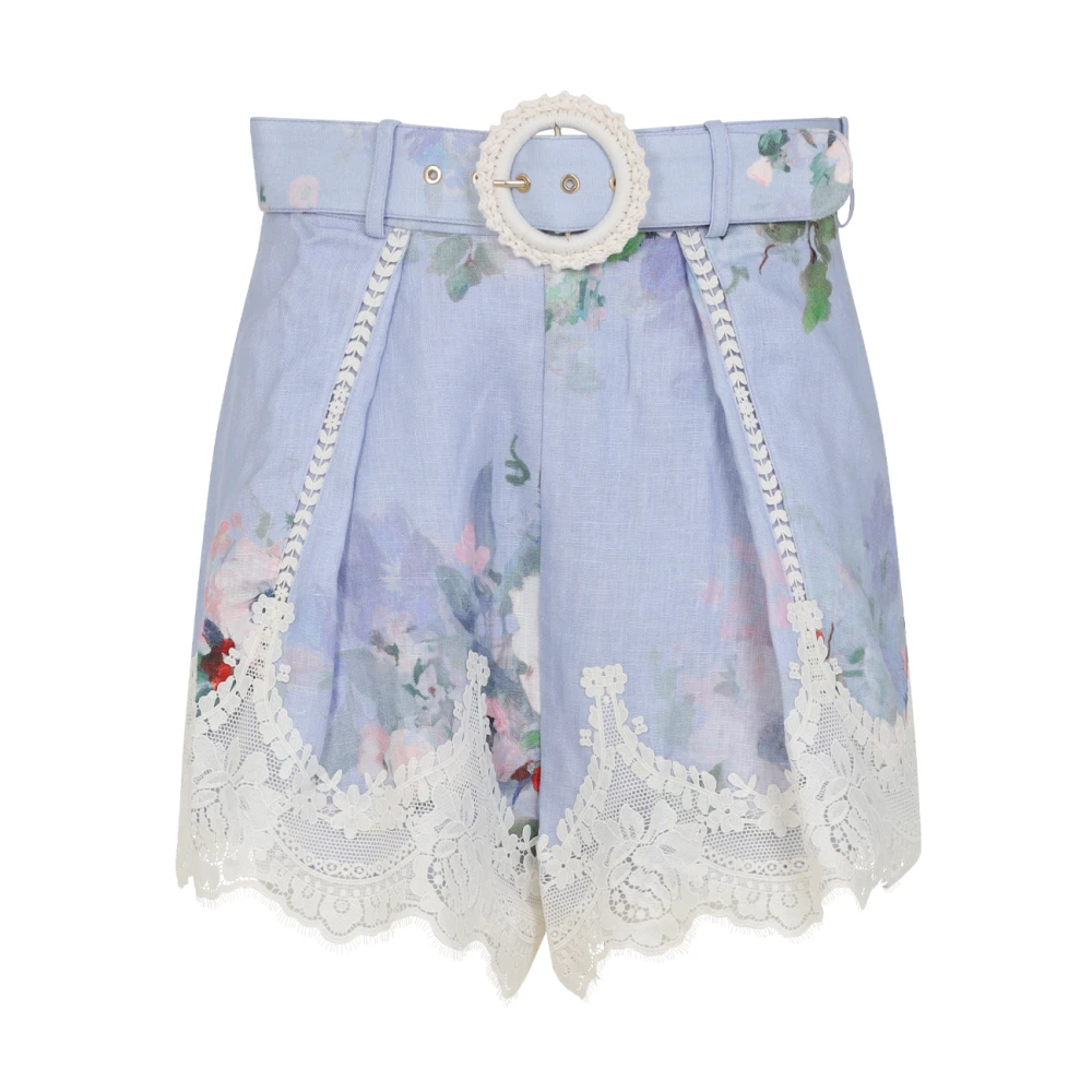 Zimmermann Bloemenprint linnen shorts met kant Multicolor Dames