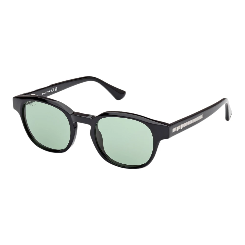 Web Eyewear Black Sunglasses, Male, 49 Mm, Men's Sunglasses Green Round Glossy
