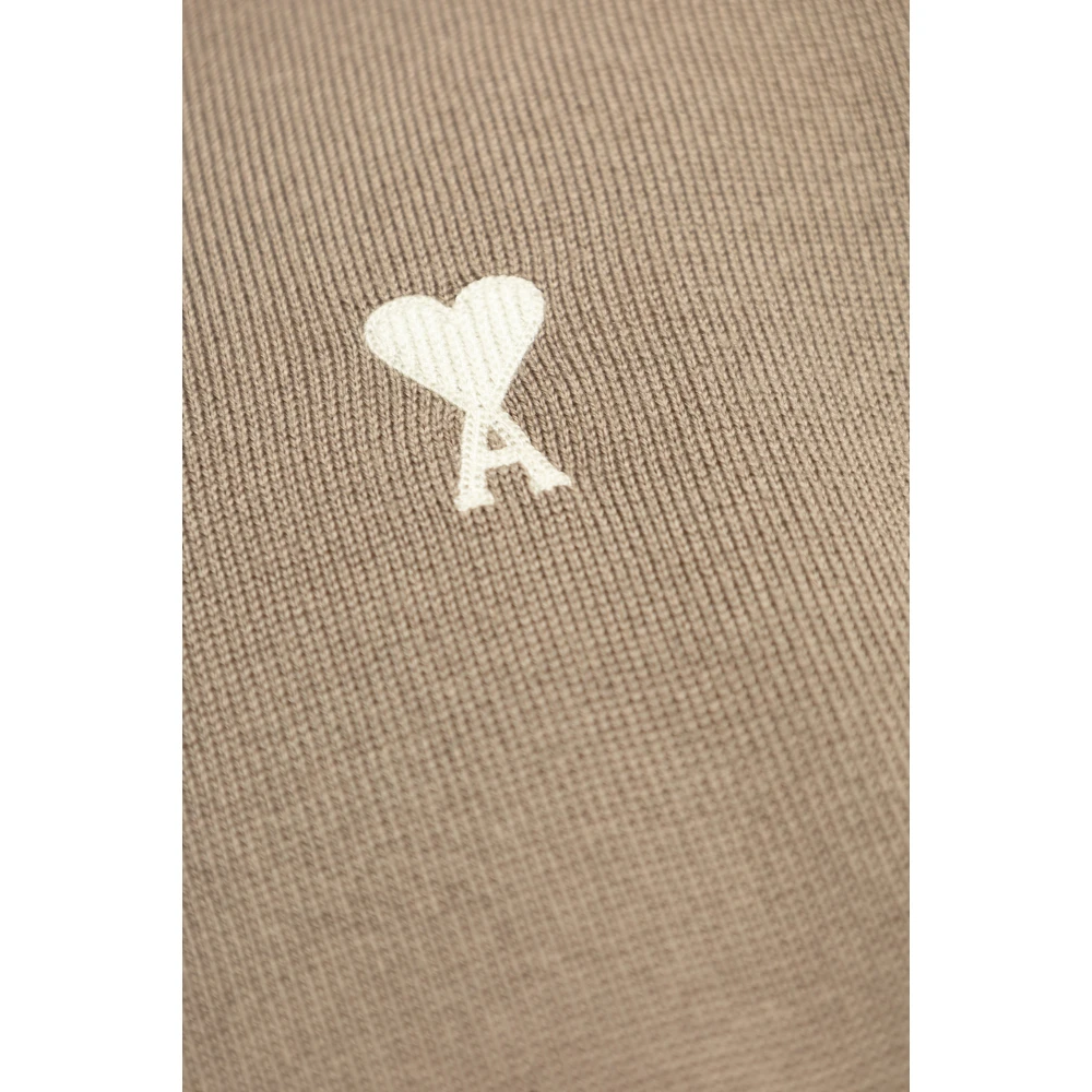 Ami Paris Wollen Vest Brown Heren