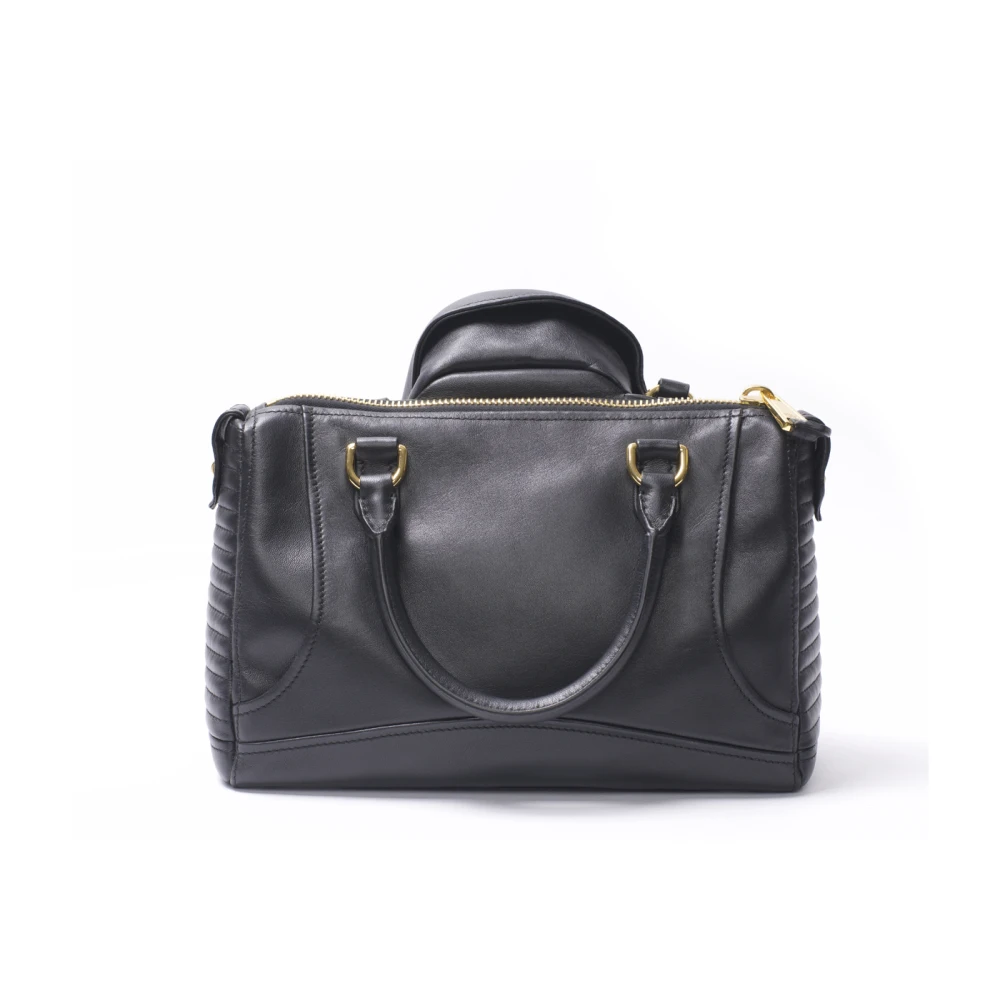 Moschino Zwarte Biker Bauletto Leren Tas Black Dames