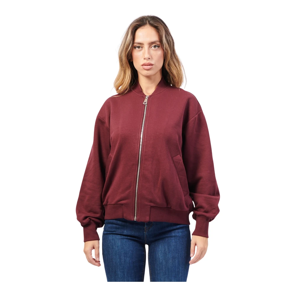 Jijil Bordeaux Sweater met volledige rits Red Dames