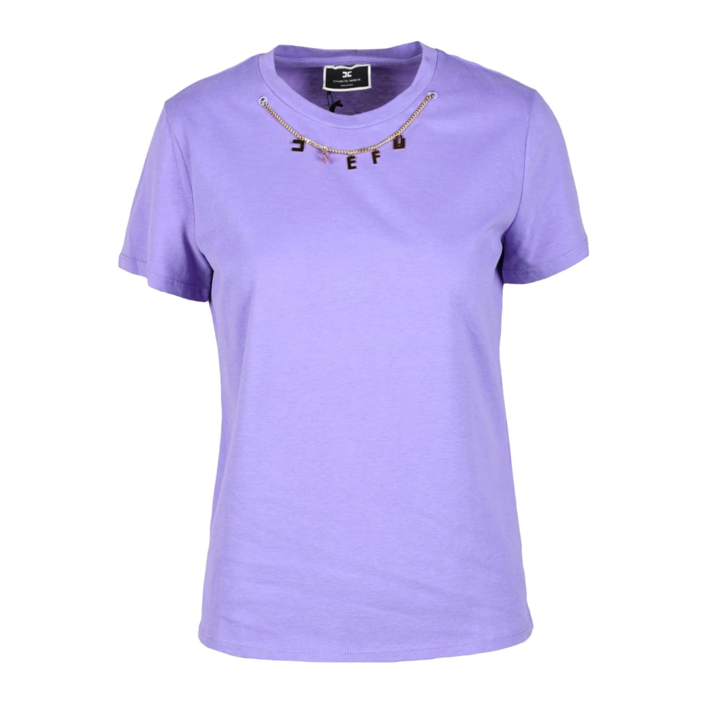 Elisabetta Franchi Gouden Charme Jersey Katoenen T-shirt White Dames