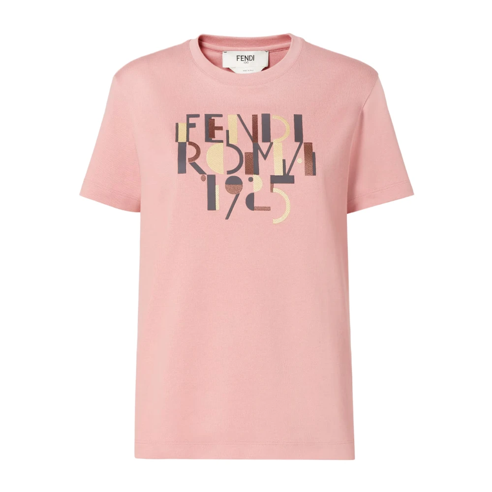 Fendi T-Shirts, Female, Xs, Roma 1925 T-Shirt Pink