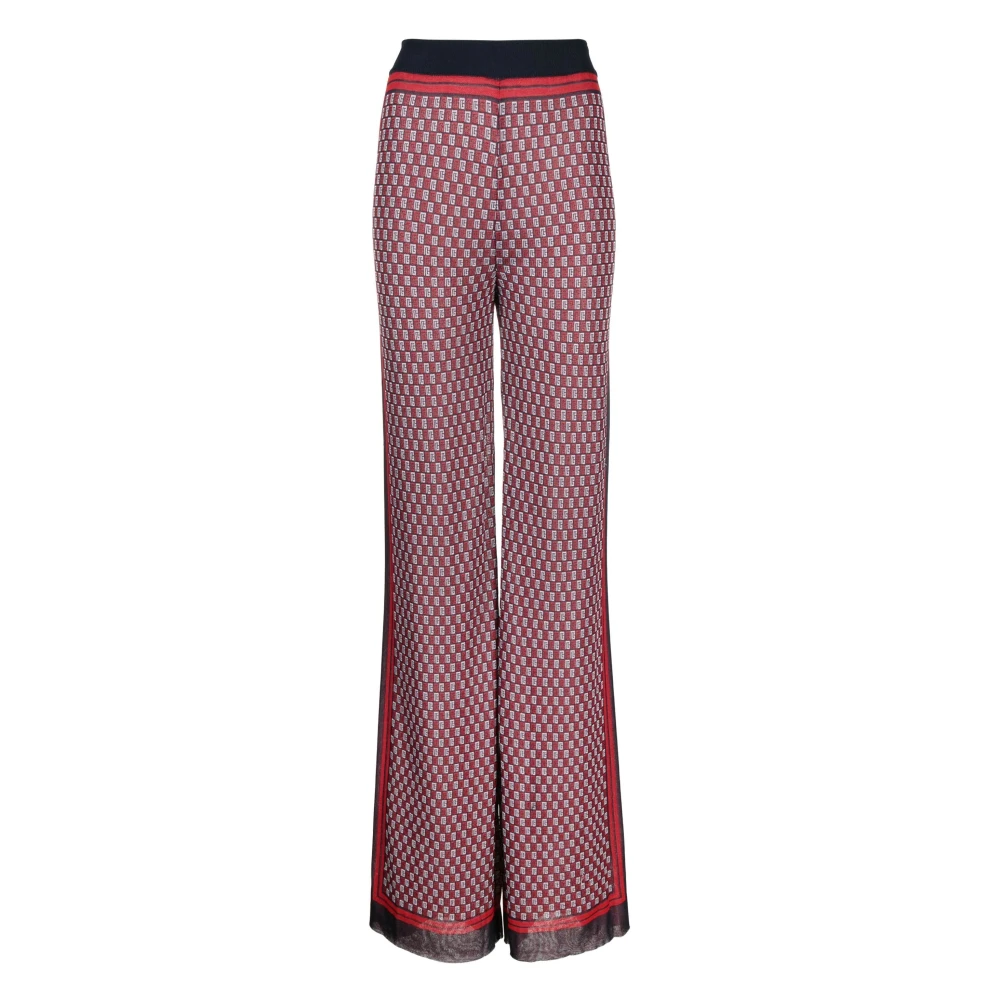 Balmain Women's Multicolor Blue Monogram Check Knit Joggers - Wide Trousers - S - Trousers