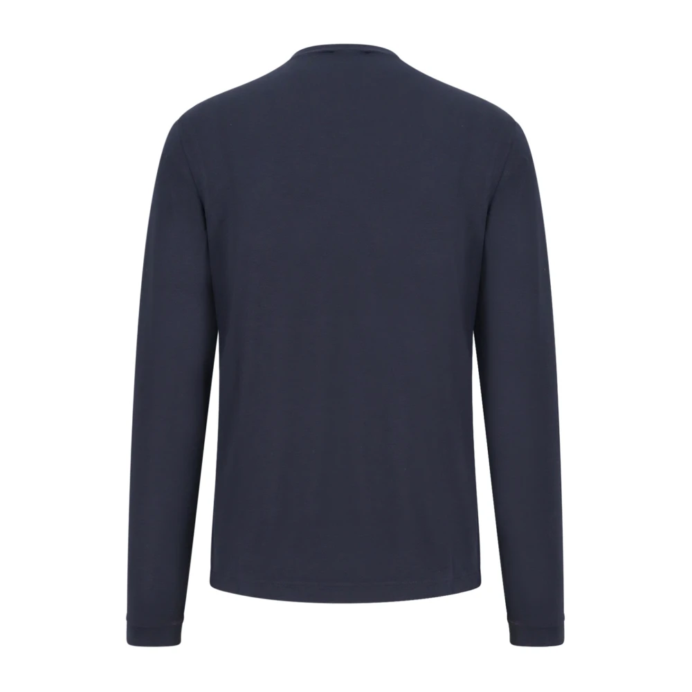 Giorgio Eco-Viscose Crew-Neck Longsleeve T-Shirt Blue Heren