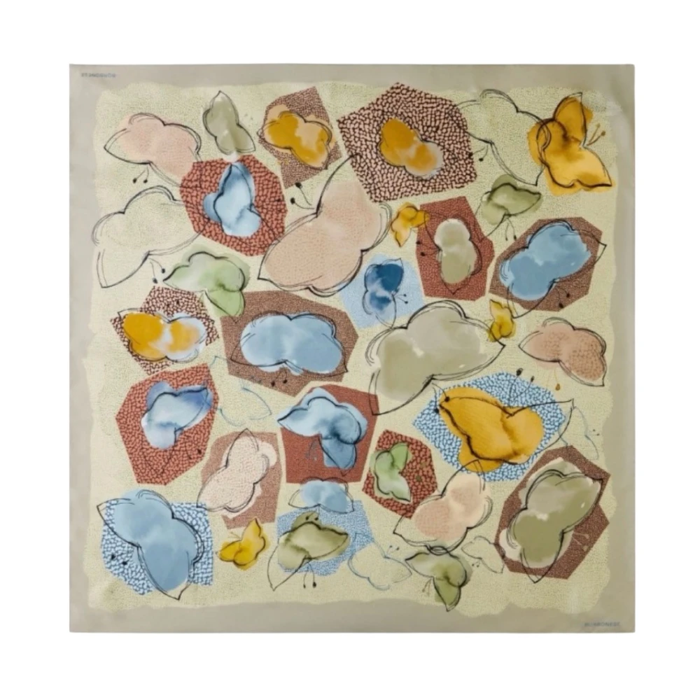 Borbonese Women's Multicolor Silk Scarves, One Size, Foulard Farfalle