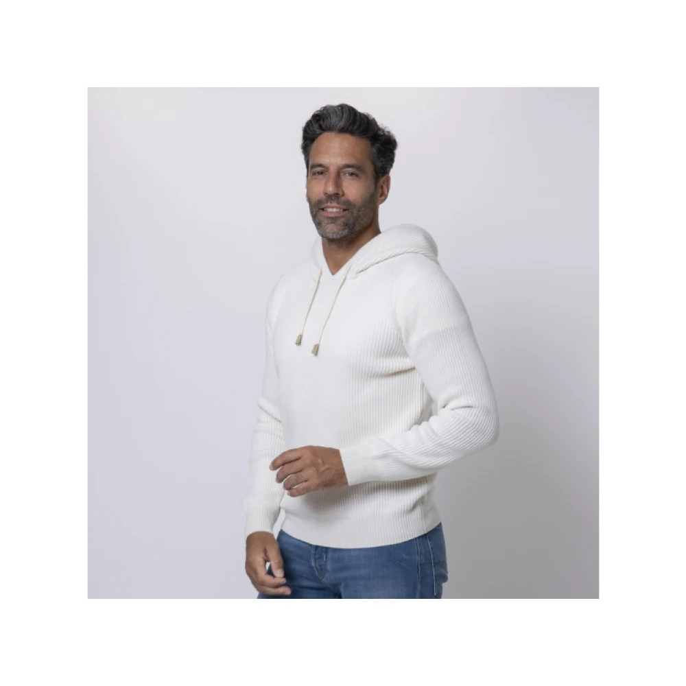 Gran Sasso Kasjmier Hoodie met Ribboord White Heren