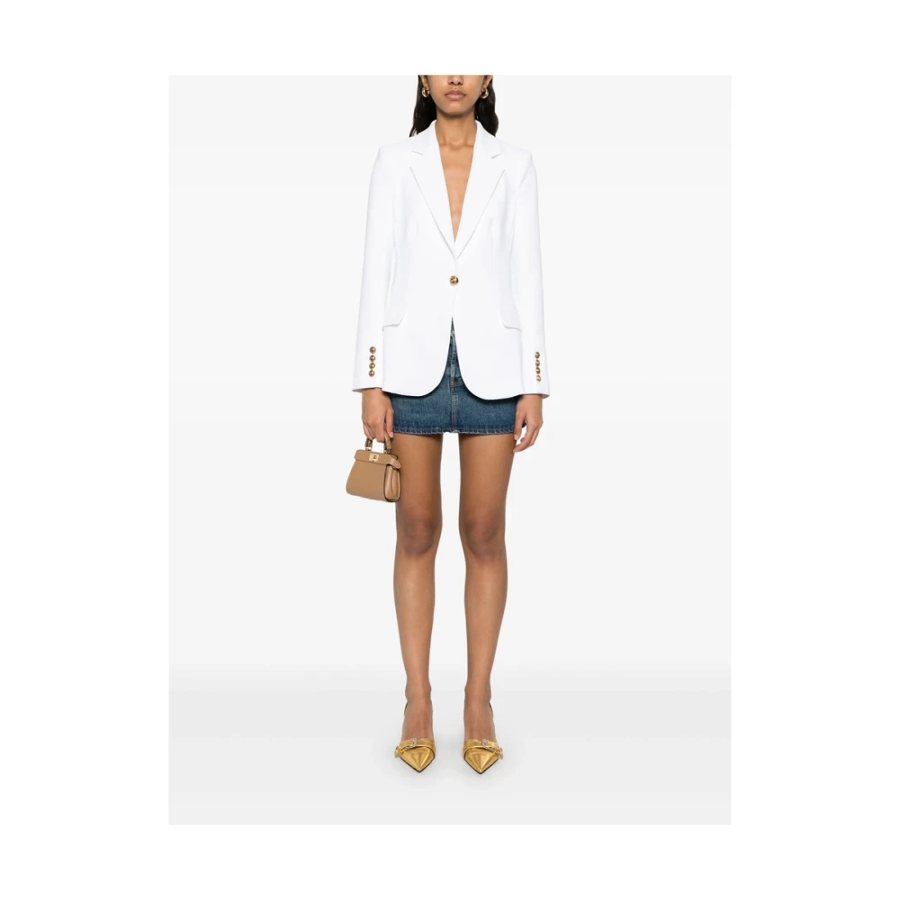 Elisabetta Franchi Witte Geknoopte Tailleur met Schoudervullingen White Dames