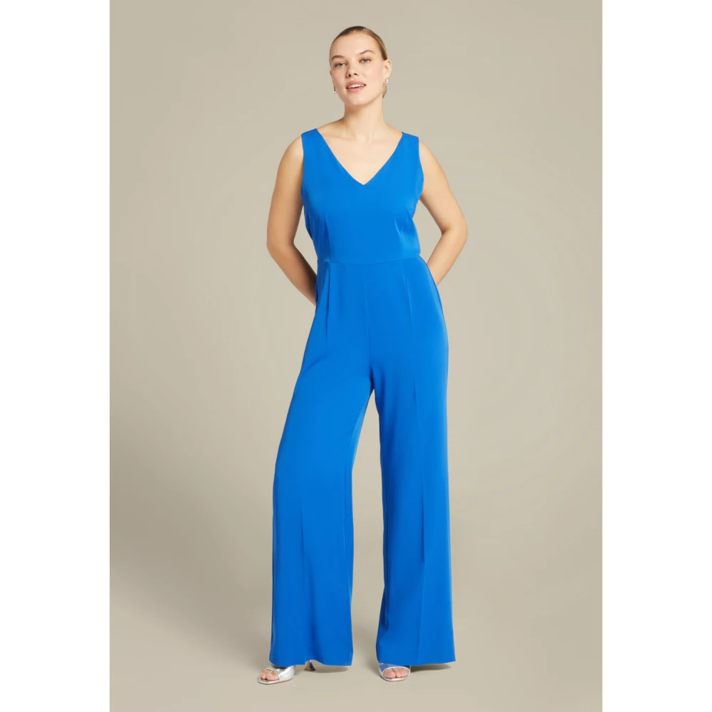 Elena Mirò Cady Overall met V-hals en rits Blue Dames