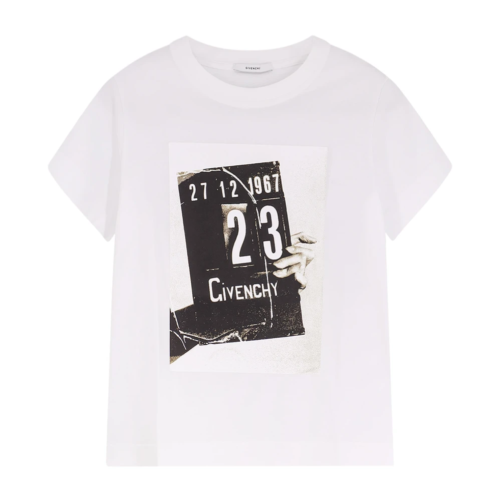 Givenchy Women's White Logo-Print Crew-Neck T-Shirt - T-Shirts - L - Tops