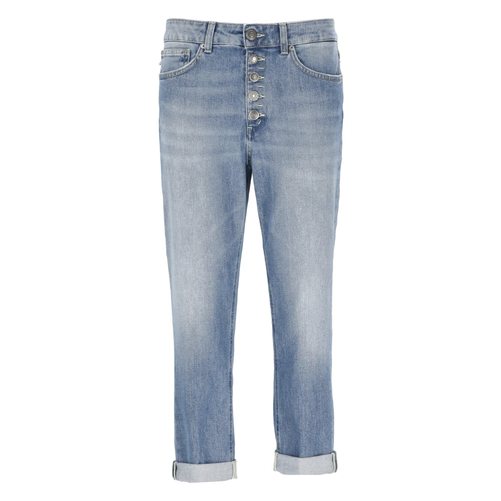 Dondup Women's Blue Cropped Jeans,, Cotton Jeans With Jewel Buttons W31