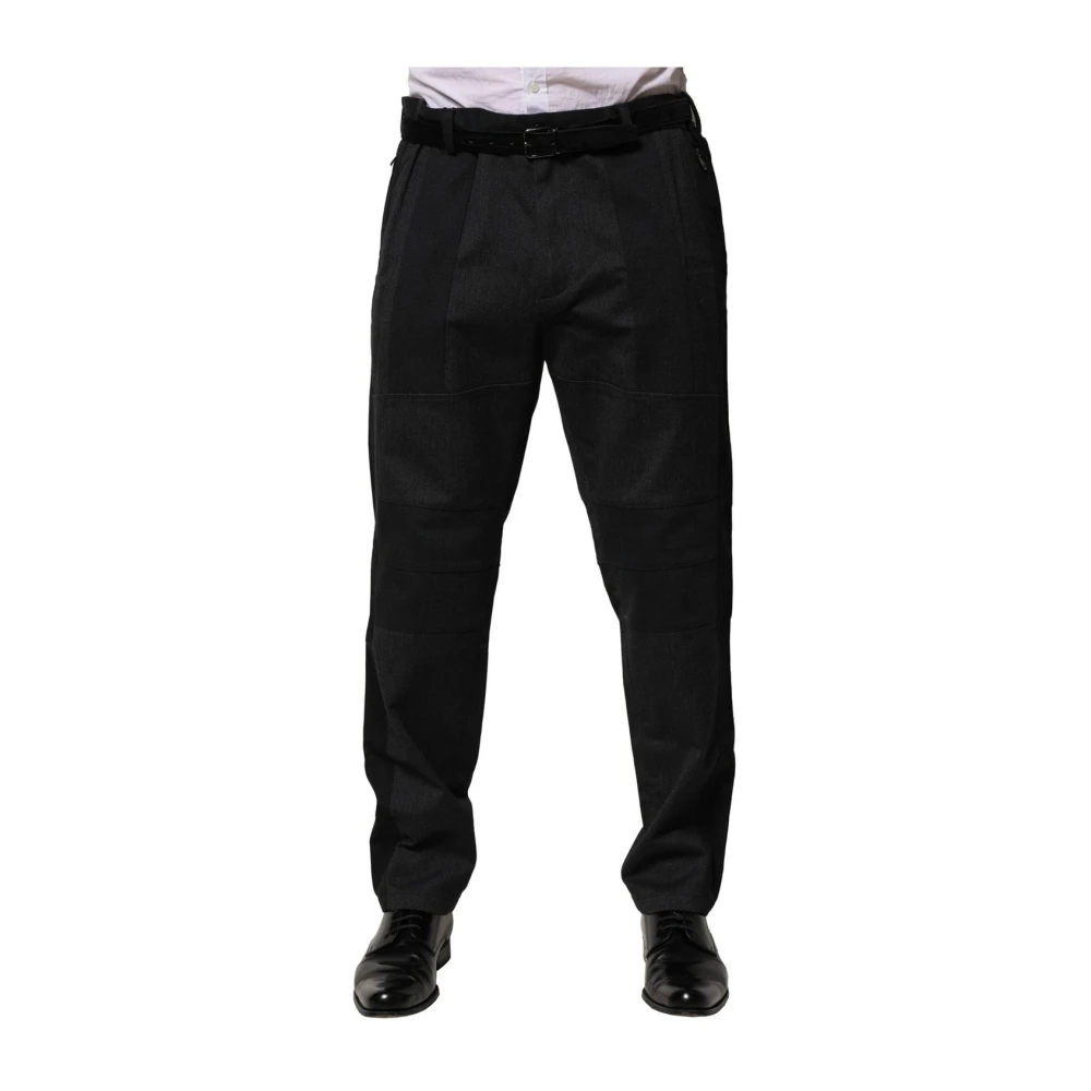 Dolce & Gabbana Men's Black Tailored Panel Detail Dress Trousers - Straight Trousers - Xs- Trousers