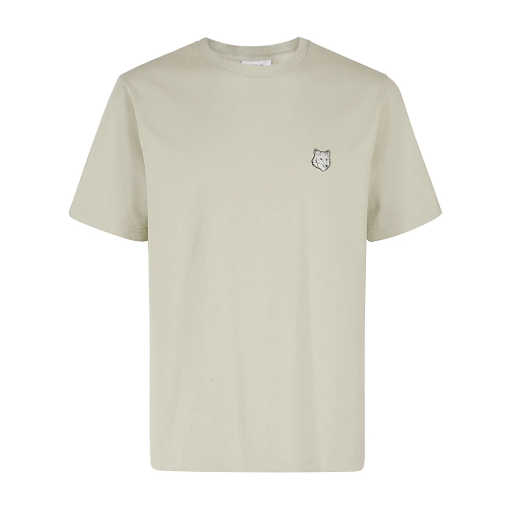 Maison Kitsuné Bold Fox Head Beige Katoenen T-Shirt Beige Heren