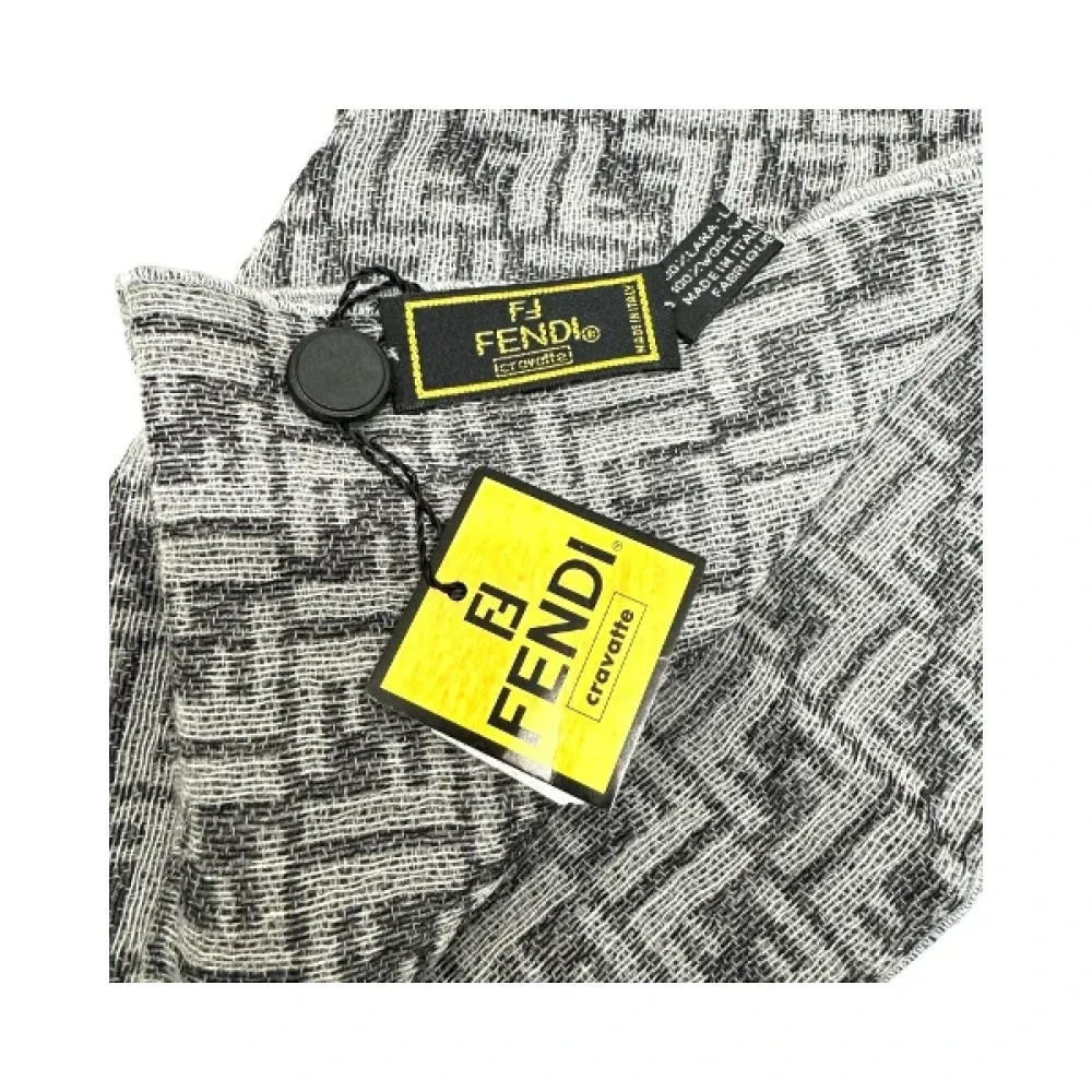 Fendi Vintage Pre-owned Wool scarves Gray Dames