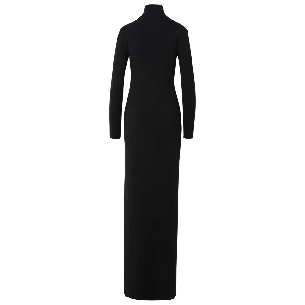 Saint Laurent Geribbelde Jurk van Virgin Wool Black Dames
