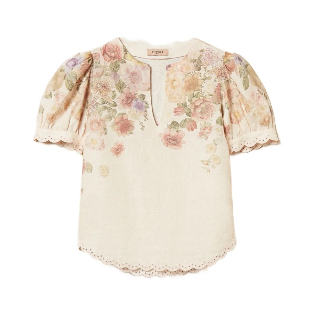 Twinset Women's Beige Blouses, L, Blusa A Fiori