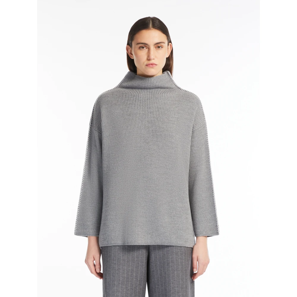 Max Mara Grijze Wollen Gebreide Trui Gray Dames
