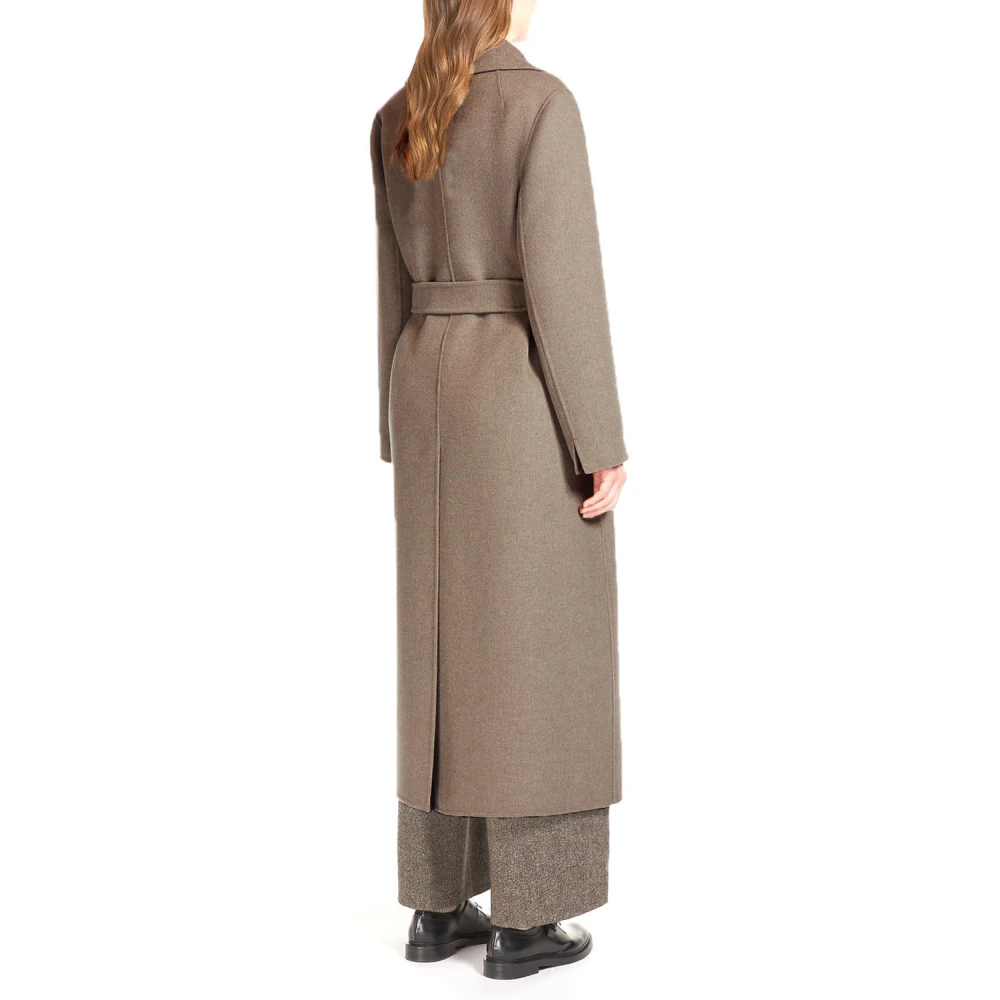 Max Mara Met de hand genaaide wollen jas met brede revers Beige Dames
